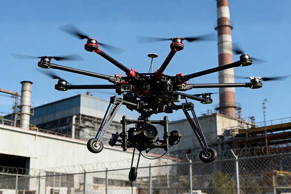 A heavy-lift octocopter carrying a cinema camera