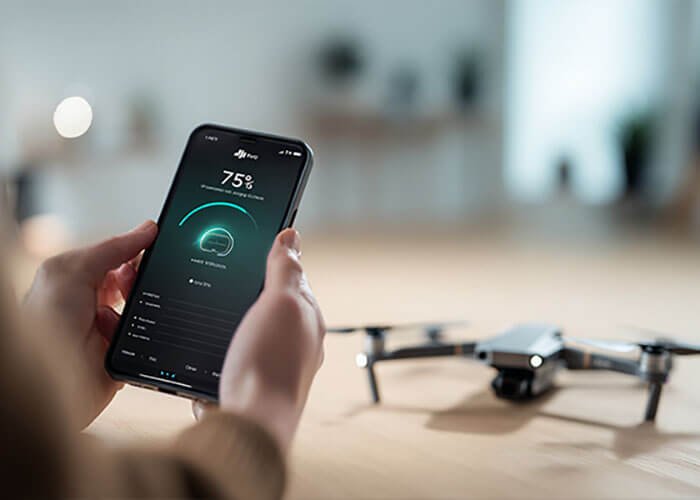 Technician cleaning drone battery metal contacts with a cotton swab and isopropyl alcohol to fix a drone battery that won’t charge.