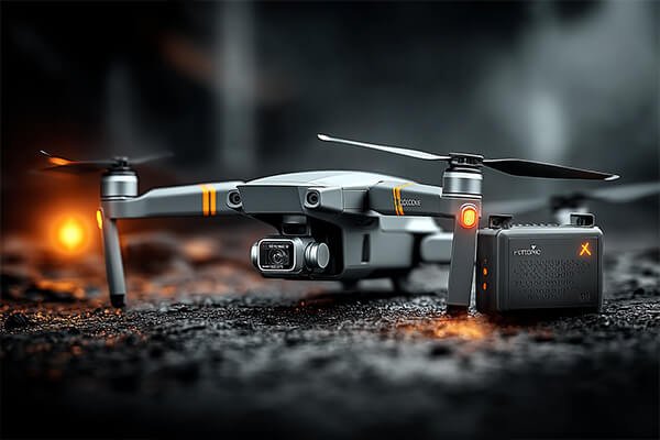 Removing a Drone Battery Safely A person's hands correctly pressing the release buttons on a drone battery