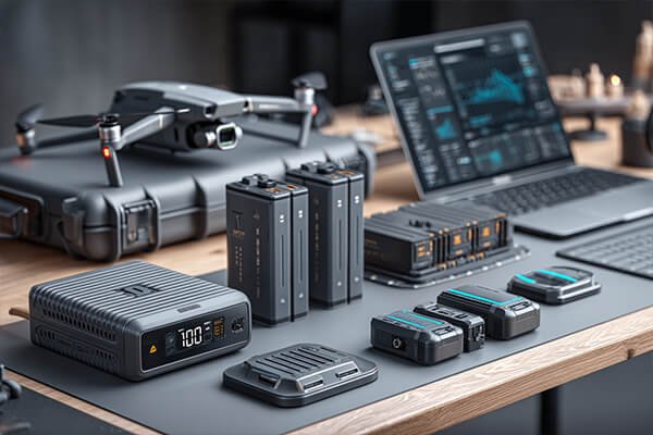 A professional smart charger like an iMax B6 connected to a drone battery