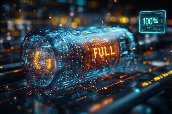 A multimeter displaying a voltage reading on an 18650 cell