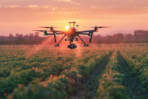 Ideal Conditions for Maximum Drone Flight Time A consumer drone flying on a calm, sunny day