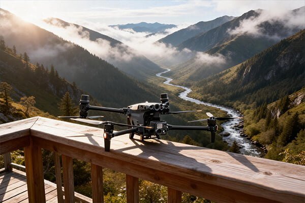 Payload Impact on Industrial Drone Flight Time An agricultural drone spraying a field, with a focus on the large battery and payload tank