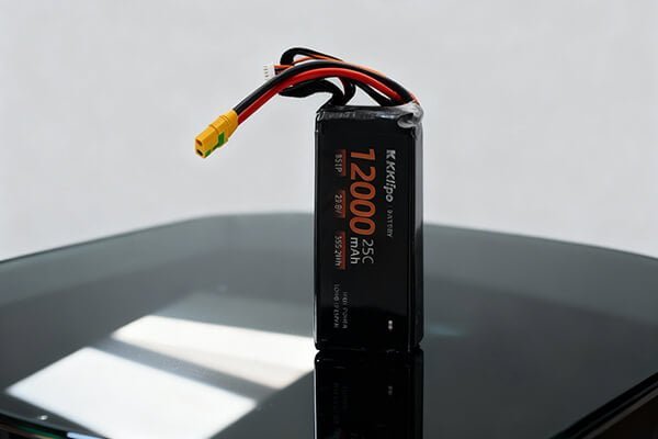 A technician cleaning drone battery contacts with a cotton swab and alcohol