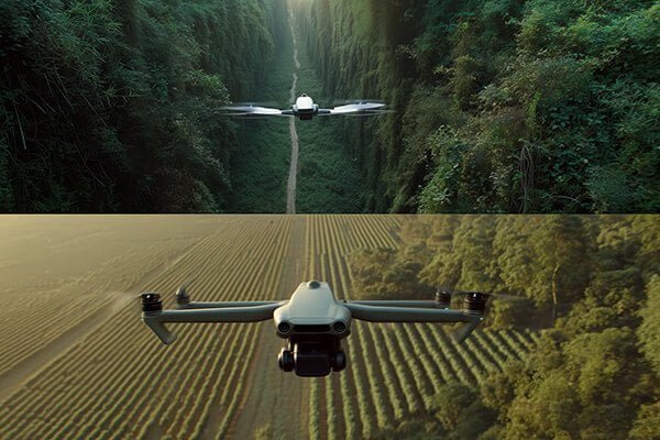 Consumer Drone vs. Industrial Drone Battery Needs A small, portable consumer drone side-by-side with a large, robust agricultural drone