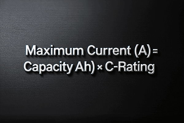 Calculating LiPo Battery Amperage An infographic showing the formula: Capacity (Ah) x C-Rating = Max Amps, with a calculator icon.