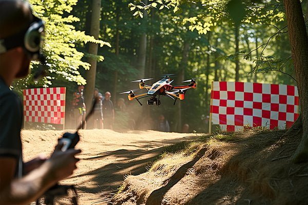 Decoding FPV Battery Specifications A drone battery label with its three main specifications—Voltage (S), Capacity (mAh), and C-Rating—highlighted with simple icons representing power, fuel, and speed